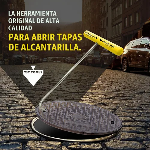 Vista 6 de T&T Tools Handy Hook – Gancho de 16" de acero inoxidable para tapa de alcantarilla, extractor, extractor de pasador de espiga, herramienta
