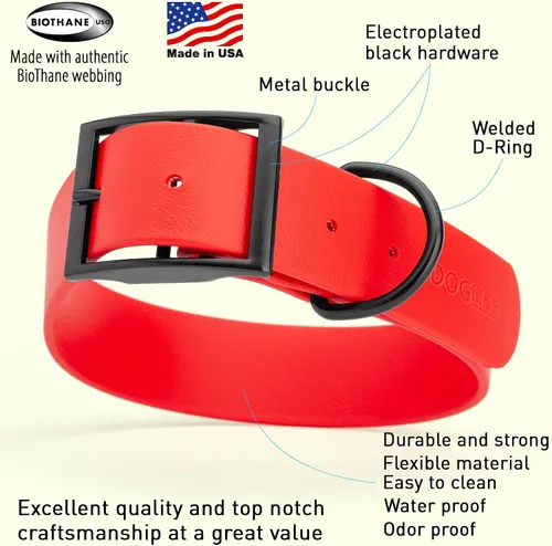 Vista 145 de Dogline Biothane - Collar impermeable para perro con hebilla de liberación rápida, resistente cincha de nailon recubierta con resistente y a prueba