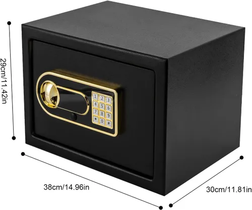 Vista 6 de Caja de seguridad pequeña, caja fuerte con contraseña digital, caja fuerte de acero para el hogar para armario, hogar, oficina, hotel para joyas