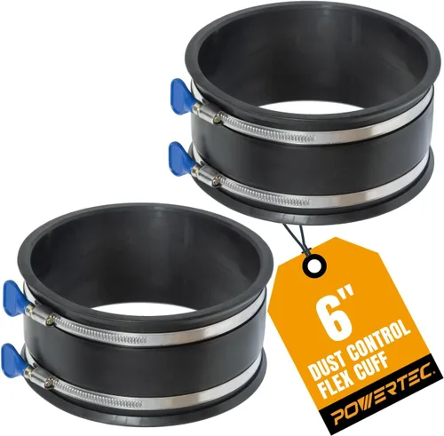 Vista 9 de POWERTEC 70337 Manguito Flexible de Control de Polvo de 2-1/2" con Abrazaderas de Manguera de Llave Ajustable, Acoplador de Manguito de Goma