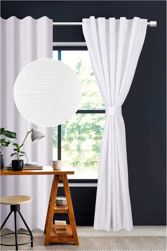 Vista 8 de Cortinas de lino natural – Juego de 2 paneles con pestaña trasera, 50 x 63 pulgadas cada uno, cortinas texturizadas con aspecto de lino para sala