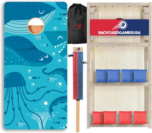 Vista 69 de CornholeGamesUSA Pro - Juego de tablas de Cornhole Fabricado en Estados Unidos Abedul báltico 3/4 Sin rebote Patas triples gruesas Dos