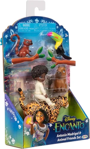 Vista 4 de Disney Encanto JK225581 - Juego de figuras de Antonio + Animales - Antonio Madrigal y 1 Jaguar, 1 Tucán, 1 Capibara y 1 Coati