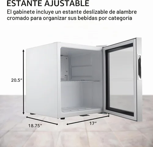 Vista 2 de Whynter - Refrigerador para bebidas con puerta de cristal de doble capa, Mini refrigerador independiente de 68 latas 1.6 pies cúbicos, BR-062WS