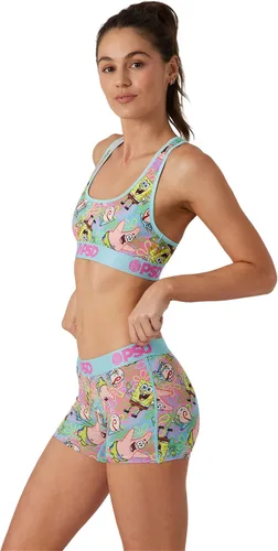 Vista 3 de PSD Sujetador deportivo de Bob Esponja para mujer, con espalda cruzada, con tela de microfibra transpirable