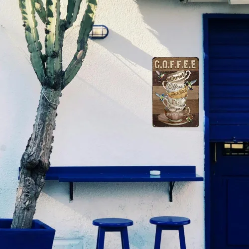 Vista 7 de Letrero de café para amantes del café, regalos de Cristo ofrece perdón para todos en todas partes, letrero de metal vintage para amigos, familia