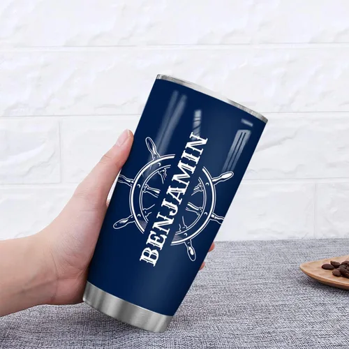 Vista 4 de winorax Vaso de capitán personalizado de 20 onzas, 30 onzas, acero inoxidable, aislado, taza de viaje para café, con tapa, cumpleaños, Navidad, Día