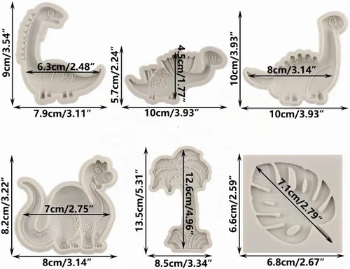 Vista 2 de Sijiangmold Molde de silicona para dinosaurio, molde de fondant de Estilo a