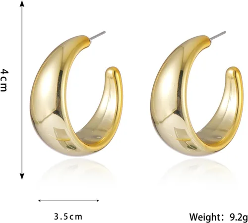 Vista 5 de Juego de aretes de oro para mujer, aretes de aro gruesos, aretes de lágrima dorados, aretes de aro ligeros, regalo de joyería para adolescentes