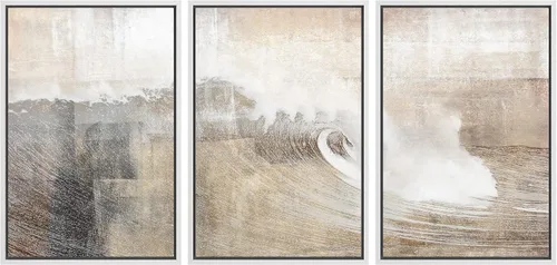 Vista 74 de wall26 Lienzo enmarcado para pared, juego de arte con trazos de pintura roja y naranja vibrante, paisaje, formas abstractas, ilustraciones, arte