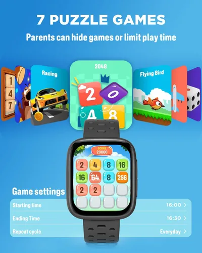 Vista 7 de Reloj para niños BIGGERFIVE sin necesidad de teléfono, reloj inteligente de fitness de 1.8" Amoled con podómetro, frecuencia cardíaca, rastreador