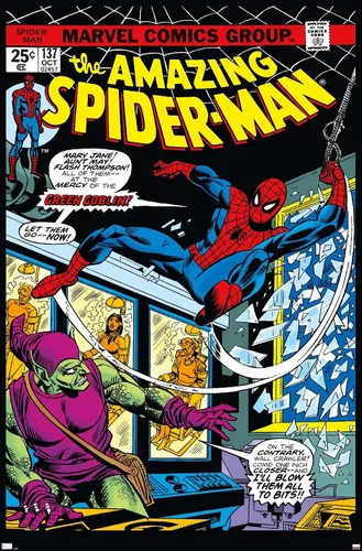Vista 10 de Marvel Comics Spider-Man - Póster de pared Amazing Spider-Man #137, 22.4 pulgadas de largo x 14.7 pulgadas de ancho, versión enmarcada de madera