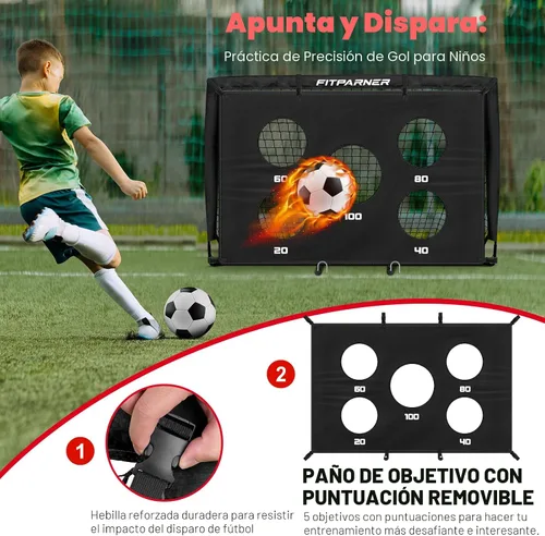 Vista 3 de Portería de fútbol, portería de fútbol para niños en el patio trasero, 2 unidades, redes de fútbol portátiles de 4 x 3/6 x 4 pies con objetivo