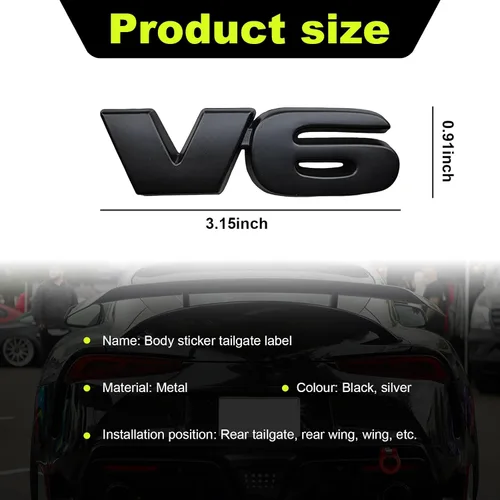 Vista 2 de 2 emblemas de metal 3D V6 SR5, para guardabarros laterales y traseros, calcomanías autoadhesivas para parachoques de guardabarros, accesorios