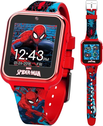 Vista 9 de Marvel Spider-Man - Reloj inteligente para niños, reloj interactivo con pantalla táctil con 10 caras de reloj personalizables, cámara integrada