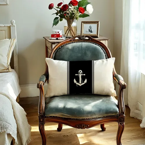 Vista 3 de 7COLORROOM Paquete de 2 fundas de almohada de vela náutica, patrón de ancla/brújula, rectangular, funda de cojín de cintura para decoración del Negro