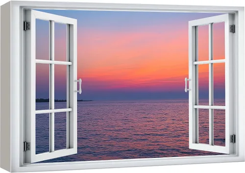Vista 28 de wall26 - Cuadro en lienzo para pared, vista de ventana, río neón turquesa, rápido, bosque, lago, arroyo, naturaleza salvaje, fotografía, realismo
