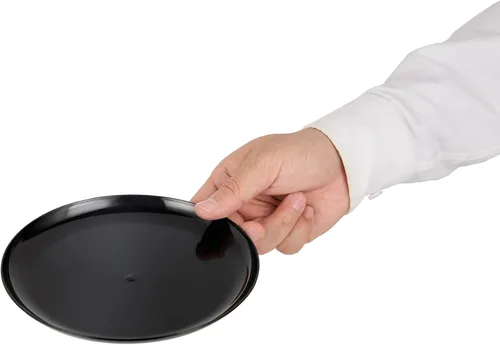 Vista 10 de Restaurantware Platos de fiesta de 7 x 7 pulgadas, 100 platos desechables de plástico para postre, platos redondos de plástico negro resistente