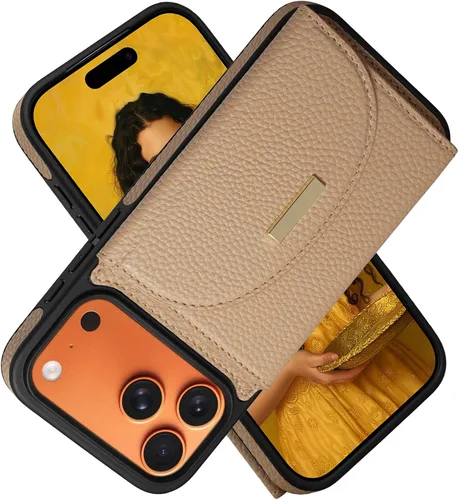 Vista 39 de Funda tipo cartera de Keallce para iPhone 14 Pro de 6.1 pulg., funda con tapa y ranuras para tarjetas, soporte con anillo, funda protectora de piel