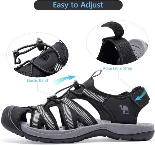 Vista 2 de CAMELSPORTS Sandalias de senderismo para hombre, puntera cerrada, sandalias de playa al aire libre, impermeables, deportivas para pescador, zapatos