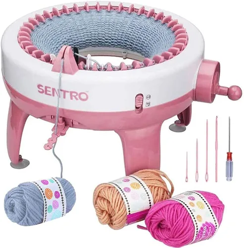 Vista 4 de Yohencin Máquina de tejer, telar de tejer inteligente, máquina giratoria de doble telar, 22 agujas para tejer telar redondo, artefacto de mano