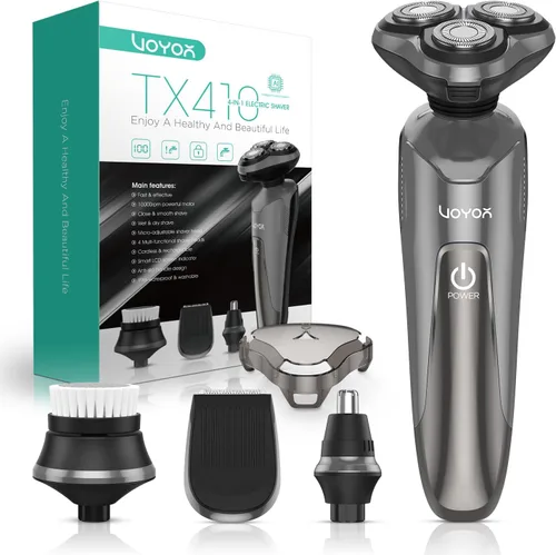 Vista 8 de VOYOR Maquinilla de afeitar eléctrica para hombres, afeitadoras inalámbricas para afeitarse con patillas faciales, nariz, oído, pelo, recargable