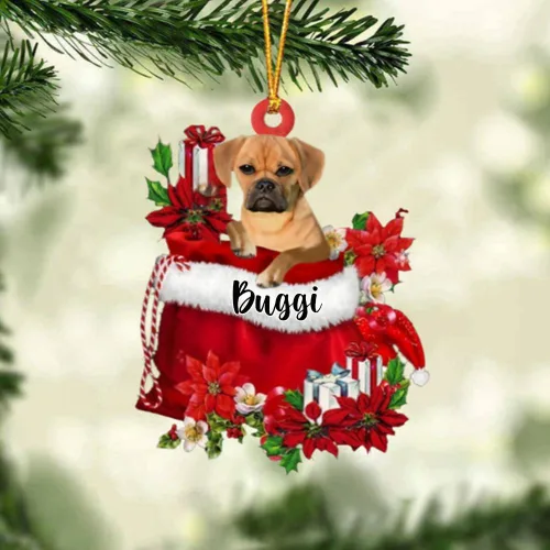 Vista 166 de Perro Akita Inu personalizado en bolsa de regalo, adorno de Navidad, nombre personalizado, regalo para amantes de los perros, familia, Navidad