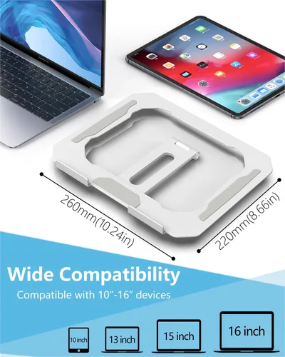 Vista 6 de Soporte para laptop para escritorio, soporte ergonómico ajustable para laptop, soporte plegable para computadora portátil compatible con MacBook