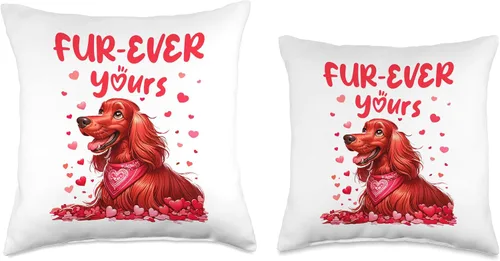 Vista 3 de Lindo perro irlandés Setter día de San Valentín piel diciendo mujeres niñas almohada tiro