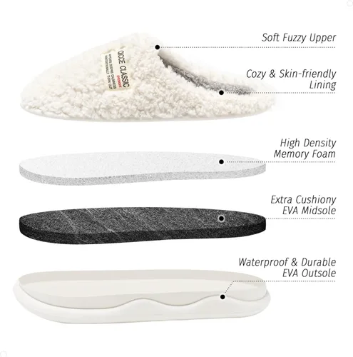 Vista 5 de Kiemorgy Pantuflas para mujeres y hombres, pantuflas peludas para el dormitorio, para mujeres y hombres, forro de felpa, pantuflas de espuma
