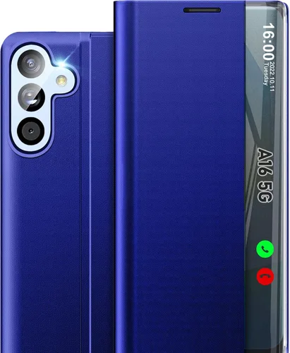 Vista 24 de Funda de teléfono para Samsung Galaxy A16 5G, Clear View Window Funda delgada de lujo para teléfono Galaxy A16 con soporte, funda protectora