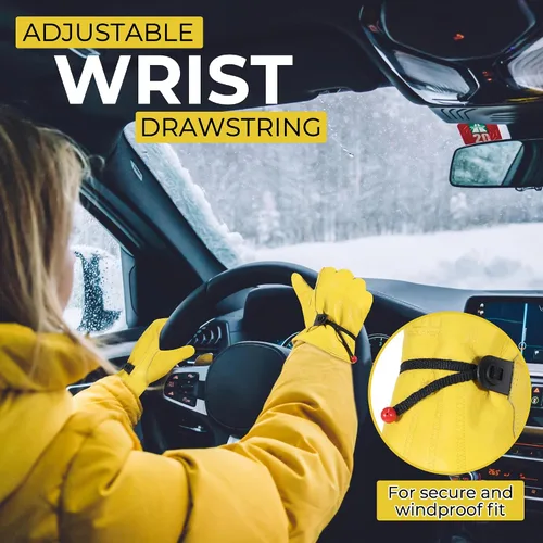 Vista 7 de HANDLANDY Guantes de trabajo de invierno para hombres y mujeres, repelentes al agua, guantes de trabajo de cuero genuino aislados para clima frío