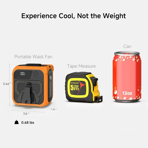 Vista 7 de SEAINGO Portable Waist Fan Rechargeable – 10000mAh, 42 ft/s Max, 5 Speeds 16000RPM, Personal Cooling Wearable Clip Body Belt Shirt Fans, Hanging