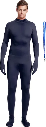 Vista 7 de Overol completo Full Bodysuit con ayudante de cremallera, unisex, para adultos, sin capucha, de Spandex elástico, traje Zentai de cuerpo entero Negro