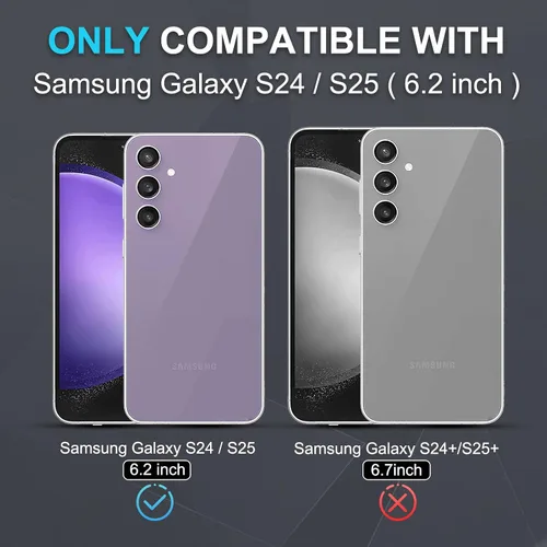 Vista 2 de Compatible con Samsung Galaxy S24/S25 Funda con Protector de Pantalla de Vidrio Templado, Resistente a Prueba de Golpes de Servicio Pesado Funda