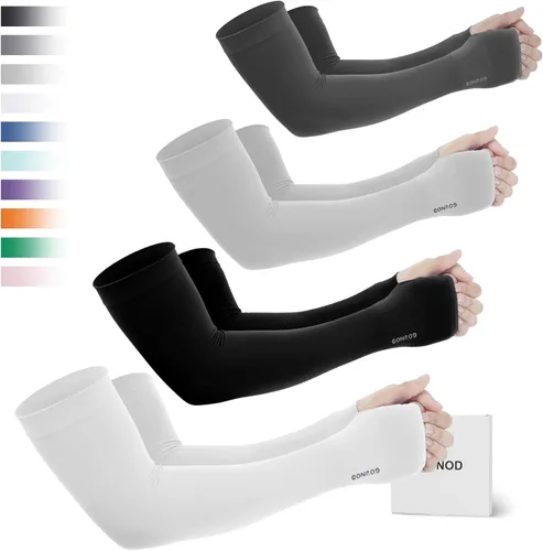 Vista 8 de GOUNOD Mangas de enfriamiento con protección solar para los brazos con orificios para el pulgar, jardinería, deportes al aire libre, entrenamiento