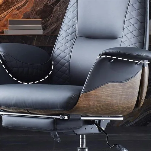 Vista 7 de LAKIQ Silla de oficina giratoria ejecutiva de respaldo alto, escritorio para computadora, silla con brazo de cuero, sillas de gestión ajustables