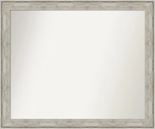 Vista 156 de Amanti Art Espejo de baño plateado para sobre el fregadero, 28 x 37 pulgadas, elegante espejo rectangular de peltre cepillado, marco de madera