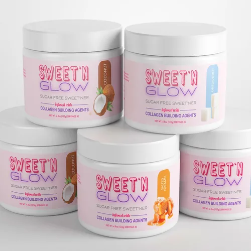 Vista 4 de Project Ad Sweet' N Glow Zero Calorie Sweet'Ner sin azúcar con agentes constructivos de colágeno (30 porciones, coco)