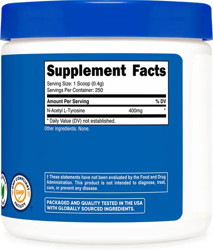 Vista 5 de Nutricost Polvo puro de N-acetil L-tirosina (NALT) 3.53 oz