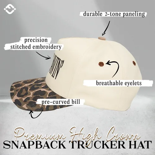 Vista 3 de Funky Junque Gorra de béisbol de 2 tonos para camionero adulto Misbehavin' - Leopardo/Beige