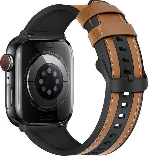 Vista 12 de Correas de cuero magnéticas compatibles con Apple Watch 42mm (Serie 10/11) 41mm 40mm 38mm para hombres y mujeres, cuero genuino con hebilla