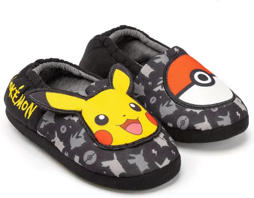 Vista 4 de Pokemon Pantuflas para niños Pikachu Pokeball color negro para casa