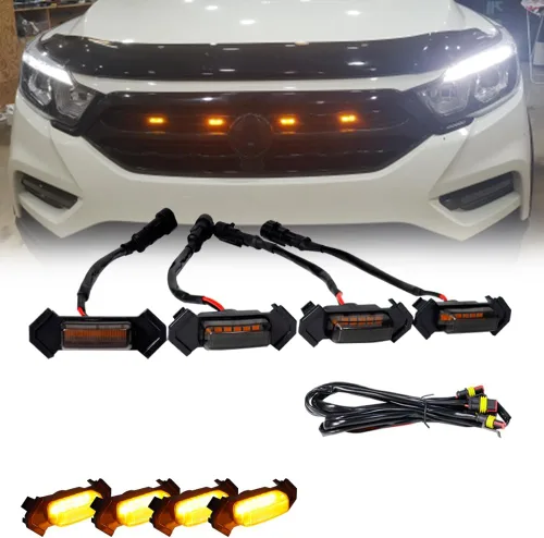 Vista 3 de 4 luces LED ámbar de lente ahumada compatibles con Toyota Tacoma TRD PRO 2016 2017 2018 2019 parrilla
