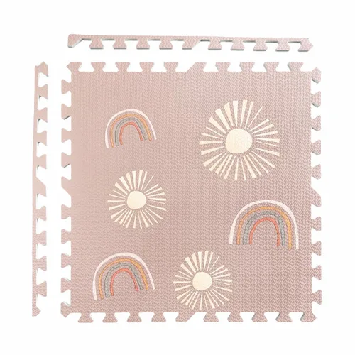 Vista 5 de Alfombra de juego para bebés, niños pequeños y bebés, seis azulejos entrelazados hechos con espuma EVA suave no tóxica, 4 x 6 pies