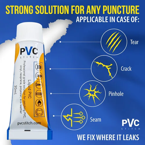 Vista 2 de PVC Stitch Parche líquido + cordón Parche impermeable líquido superior para: inflables de PVC y vinilo, barcos, balsas, kayaks, lanchas de remo
