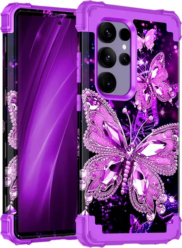Vista 29 de Miqala Funda para Galaxy S24 5G, brilla en la oscuridad, tres capas, resistente, a prueba de golpes, protección completa, parachoques de plástico