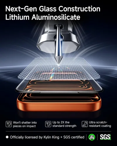 Vista 2 de SMARTDEVIL Paquete de 3 protectores de pantalla para iPhone 17 Pro, vidrio templado óptico transparente 9H, 2 veces resistencia a los impactos