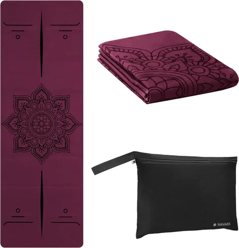 Vista 7 de Navaris Esterilla de yoga plegable para viajes, tapete de ejercicio de 1/16 pulgadas de grosor para pilates, entrenamiento, gimnasio, fitness