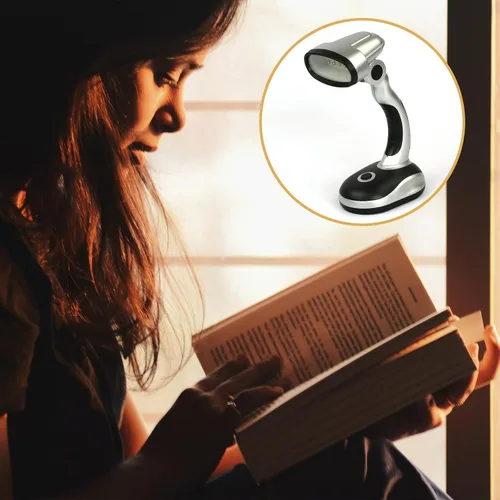 Vista 5 de Ragyzity Lámpara LED de escritorio, 12 LED portátil, lámpara de mesa alimentada por batería, luz de noche y campamento, luz brillante de trabajo
